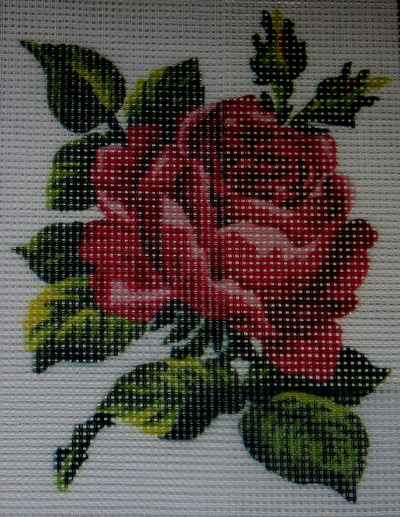 "Red Rose" Printed Needlepoint Tapestry  Kit  Collection D'art  3146K