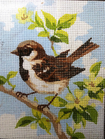 "Sparrow" Printed Needlepoint Tapestry  Kit  Collection D'art  3315K