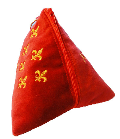 "Royal Lilies"  Pyramid Velvet Cosmetic Bag Red Veralis VL-CB-03