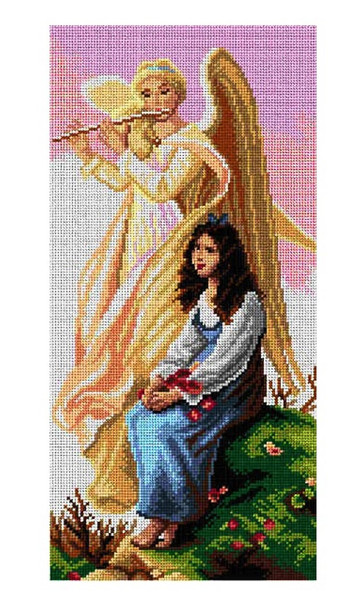 "A Girl with an Angel" Printed Canvas for Cross Stitch Tapestry Gobelin Embroidery Orchidea 2942J