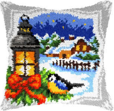 "New Year Eve" Latch-Hook Front Cushion Pillow Kit Orchidea 4146