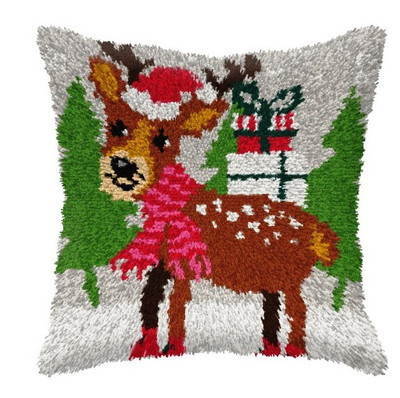 "Christmas Deer" Latch-Hook Front Cushion Pillow Kit Orchidea 4116