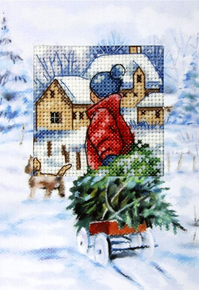 "New Year Eve" Printed  Cross stitch kit for Greeting Card - Orchidea 6232