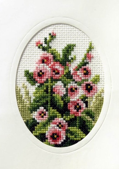 "Flowers" Printed Cross stitch kit for Greeting Card - Orchidea 6097