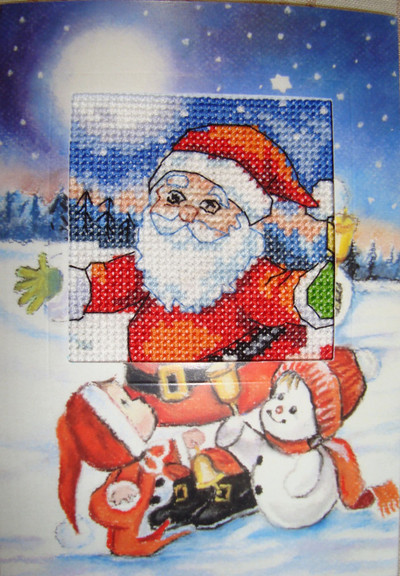 "Santa" Printed  Cross stitch kit for Greeting Card - Orchidea 6245