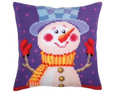"Cheerful Snowman" Cushion kit for Embroidery 5389