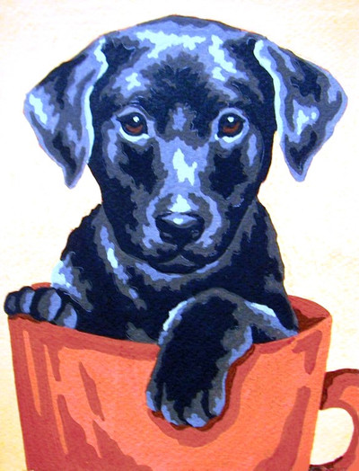 "Black Lab" Printed Needlepoint Tapestry  Canvas Collection D'art  3271