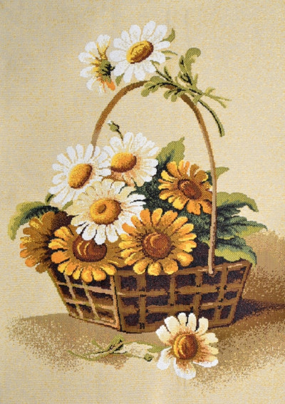 "Daisies" Panel Tapestry Gobelin Decorating Fabric 10 x 14" /26 x 35cm