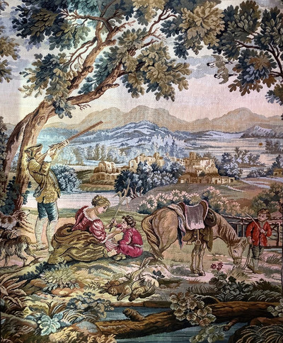 "Pastorale" Panel Tapestry Gobelin Decorating Fabric  22 x 27" / 56 x 68cm