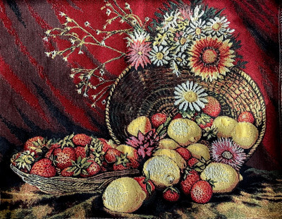 "Still-life" Panel Tapestry Gobelin Decorating Fabric  15.5 x 12" / 40 x 31cm