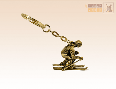 "Skier" Collectible Souvenir Keychain Statue BronZamania B276