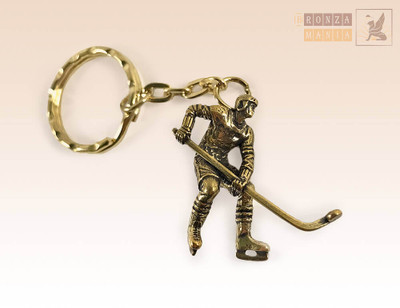 "Hockey Player" Collectible Souvenir Keychain Statue BronZamania B371