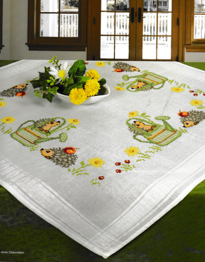 "Hedgehogs" Tablecloth Kit for Embroidery Schafer 6860