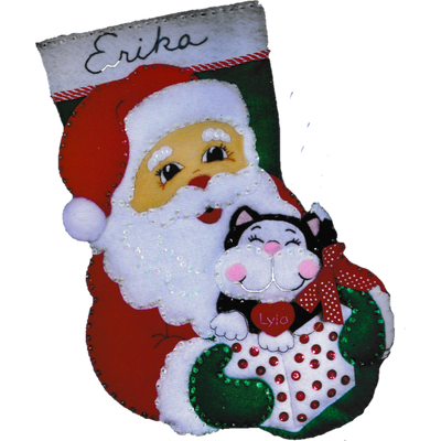 Santa & Kitten Felt Stocking Kit