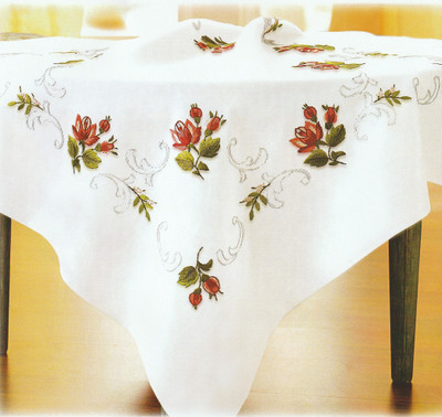 "Wild Rose" Tablecloth Kit for Satin Stitch Embroidery Duftin 11560