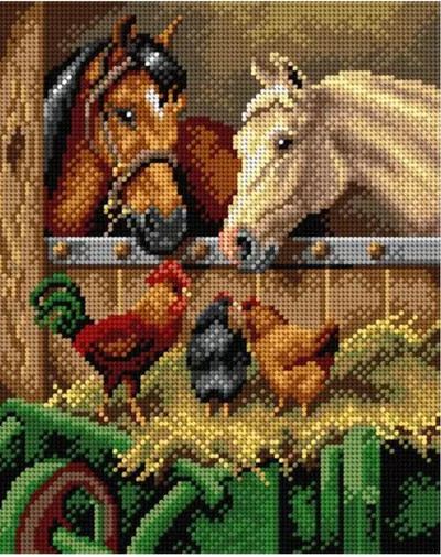 "Farmyard Friends" Printed Canvas for Cross Stitch Tapestry Gobelin Embroidery Orchidea 2772H