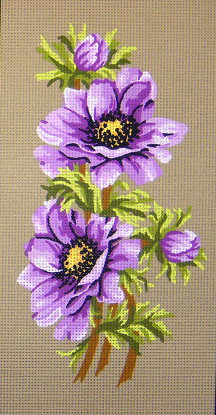 "Purple Flowers" Printed Canvas for  Needlepoint Tapestry Gobelin  Embroidery Diamant Gobelin L 42505