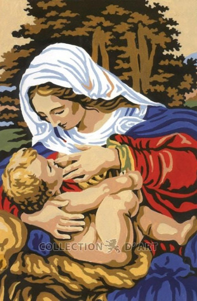 "Mother" Printed Needlepoint Tapestry Canvas Collection D'art  6134