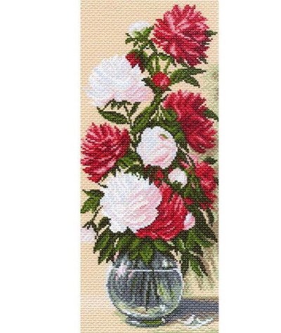 "Peonies" Printed Cross Stitch Canvas Collection D'arts 1058