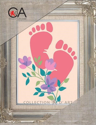 "First Step. Pink" Printed Needlepoint Tapestry  Kit  3370K