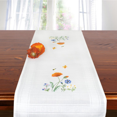 "Poppies"   Table Runner Kit for Embroidery Schaefer 6979R