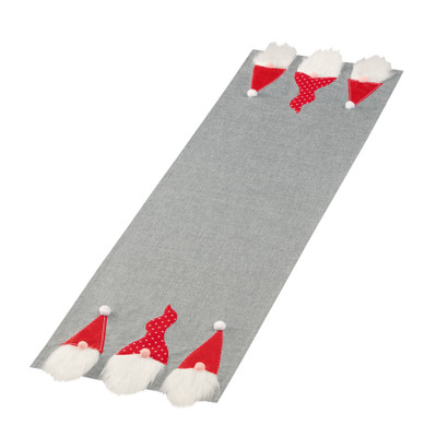 "Christmas Elves" Embroidered Vintage Table Runner with Applique 08576211