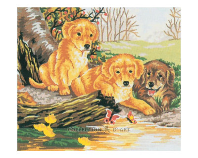 "Puppies"" Printed Needlepoint Tapestry  Canvas A38