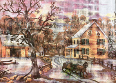 "Winter Evening" Printed Needlepoint Tapestry  Canvas Collection D'art  6189