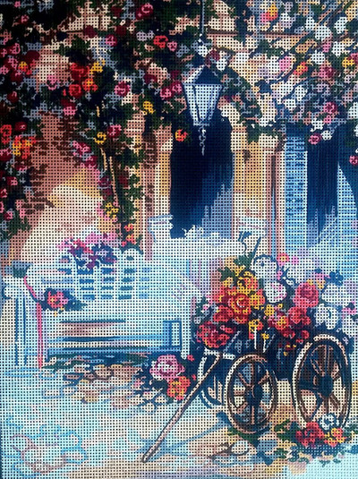 "Old Courtyard" Printed Canvas for  Needlepoint Tapestry Gobelin  Embroidery  Gobelin L 40112