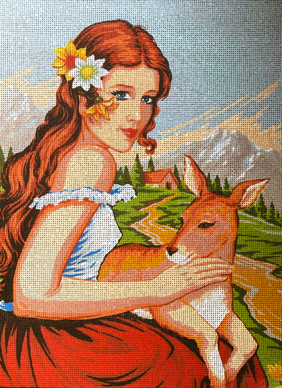 "Fawn" Printed Canvas for  Needlepoint Tapestry Gobelin  Embroidery Gobelin D498