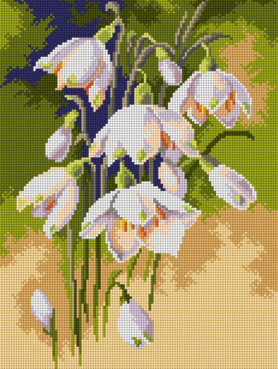 "Spring Snowflakes" Printed Canvas for Cross Stitch Tapestry Gobelin Embroidery Orchidea 3462J