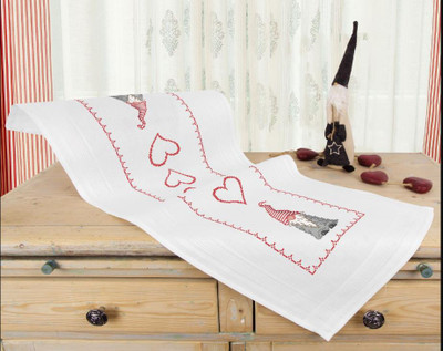 "Heart Gnome" Table runner Kit for Cross Stitch Embroidery Duftin 08056-NA3286