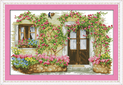 "Rose cabin" Printed Needlework Kit
