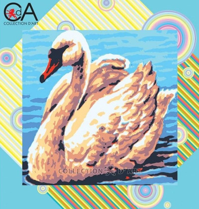 "Swan" Printed Needlepoint Tapestry Kit 4014K