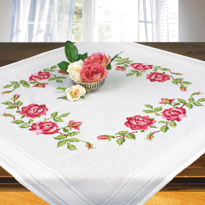 "Roses"   Tablecloth Kit for Embroidery Schafer 7019