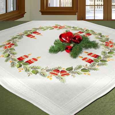 "Christmas" Tablecloth Kit for  Satin Stitch Embroidery Schaefer 6794