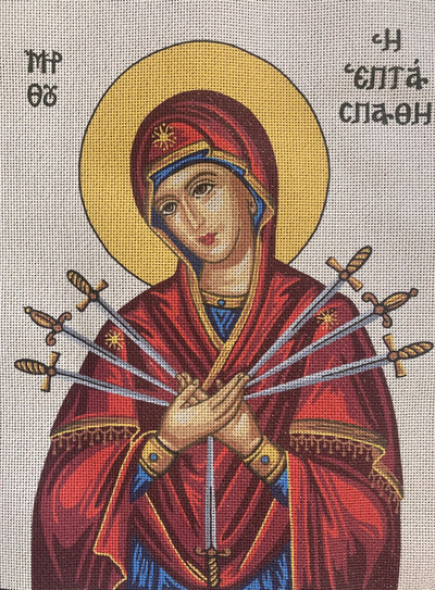 "Seven-Arrow Icon" Printed Canvas for  Needlepoint Tapestry Gobelin  Embroidery  Gobelin L 14110