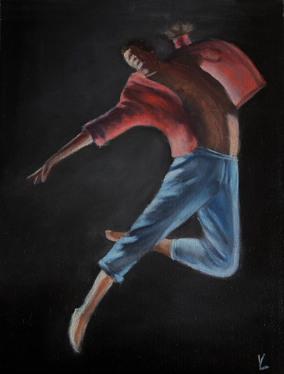 Original Hand Paint Oil Painting on Canvas "Dancer  in Black" 11x14"