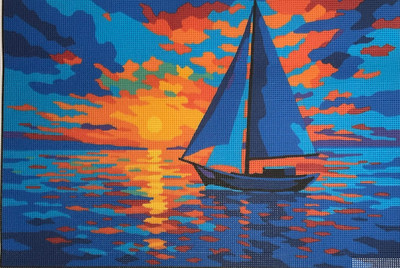 "The Yacht" Printed Canvas for  Needlepoint Tapestry Gobelin  Embroidery  Gobelin L 14904