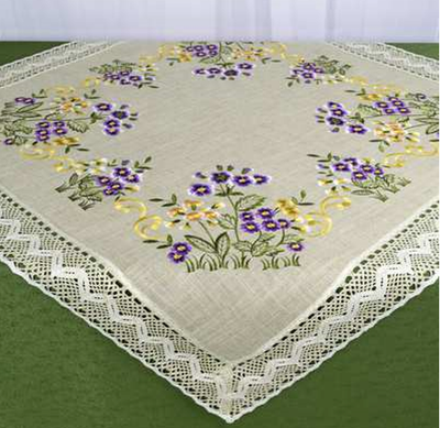  Embroidered Tablecloth "Morning" 07739-100 33x33"