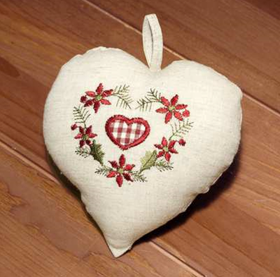 Embroidered Heart Cushion 6 x 6" 7314-514