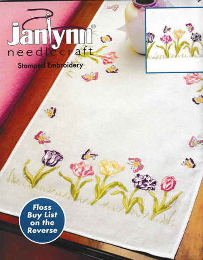 "Tulip Garden" Stamped Embroidery Canvas for Dresser Scarf