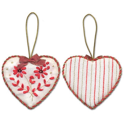 "Heart" Christmas Decoration, Unprinted Kit for Embroidery IG-1274