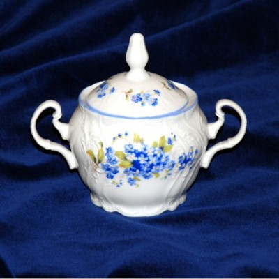 Sugar bowl 10oz, Carlsbad porcelain, BERNADOTTE Forget-me-not-flower