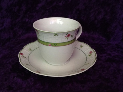 Cup and saucer 6.7oz, Menuet Natalie, Carlsbad porcelain, Bone China Porcelain