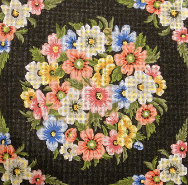 Gobelin black with multicolor flowers