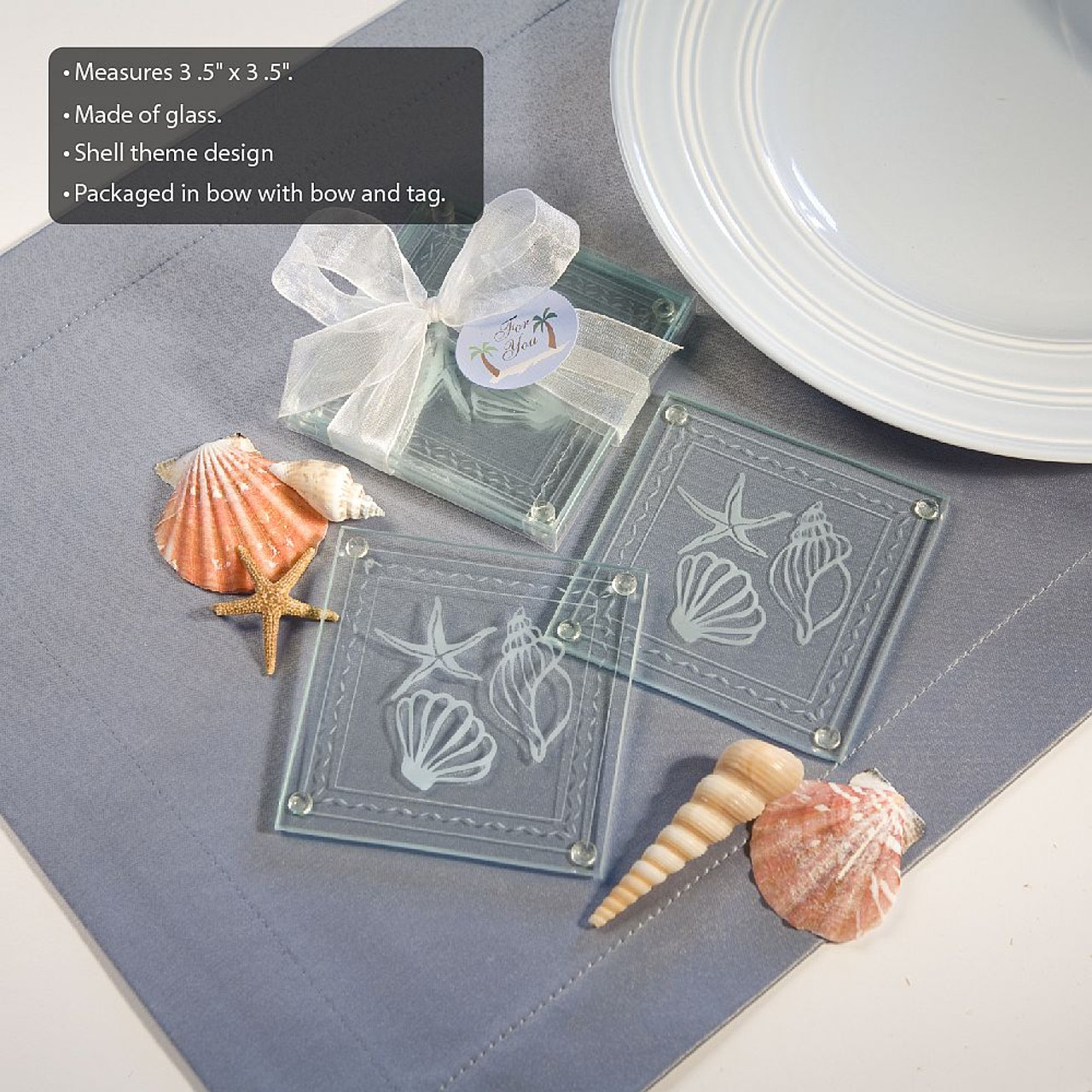 Beach Themed Glass Coaster Favors