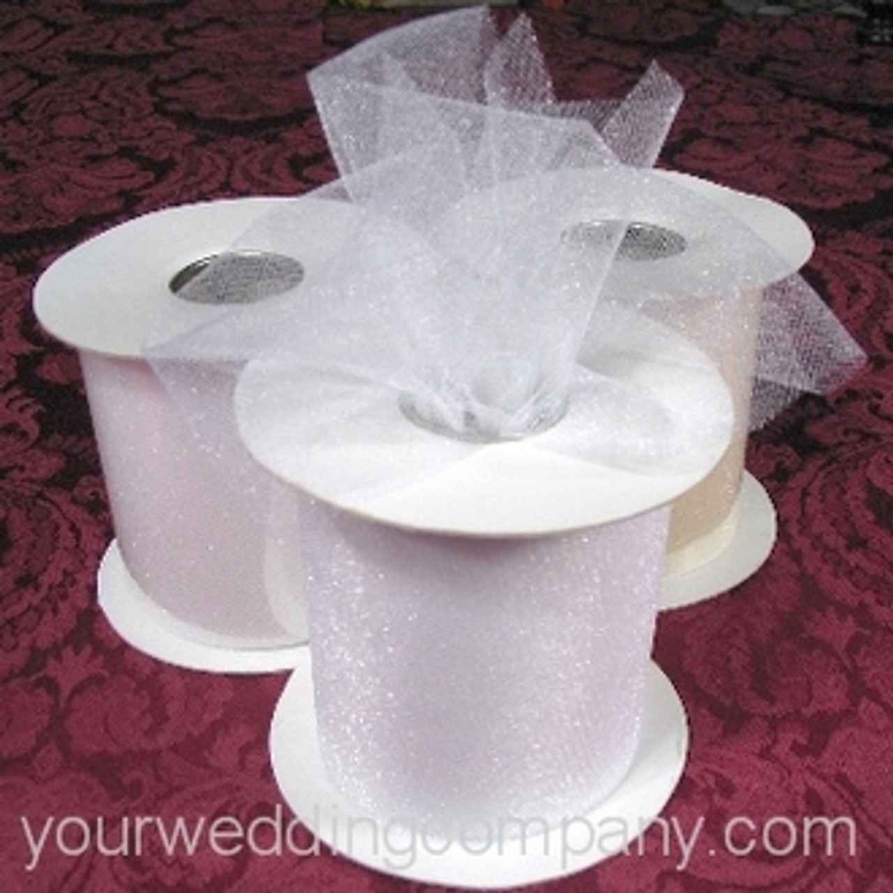 2) 8 yrd Spools White Tulle Ribbon Banquet Chair Decorating Craft NEW