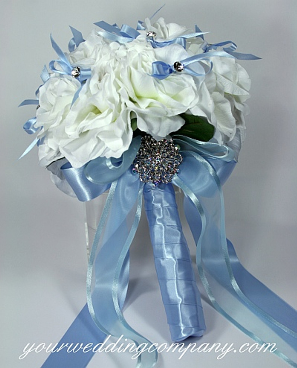DUSTY BLUE Silkcotton Ribbon Wedding Bouquet Ribbon Grey Blue