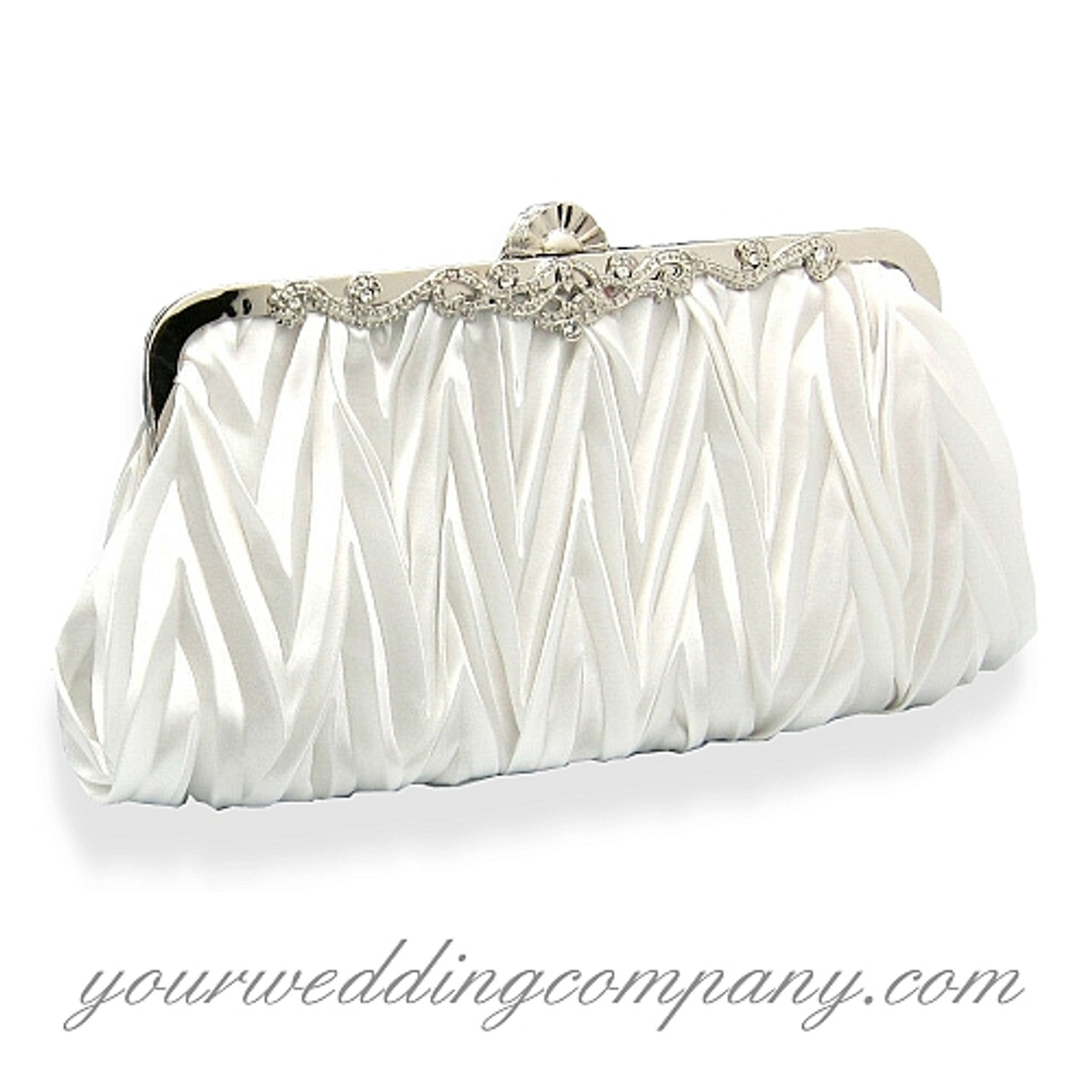 Elegant white satin bag bridal clutch money bag purse – Bridal Spain